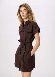 Pocket Detail Linen Playsuit