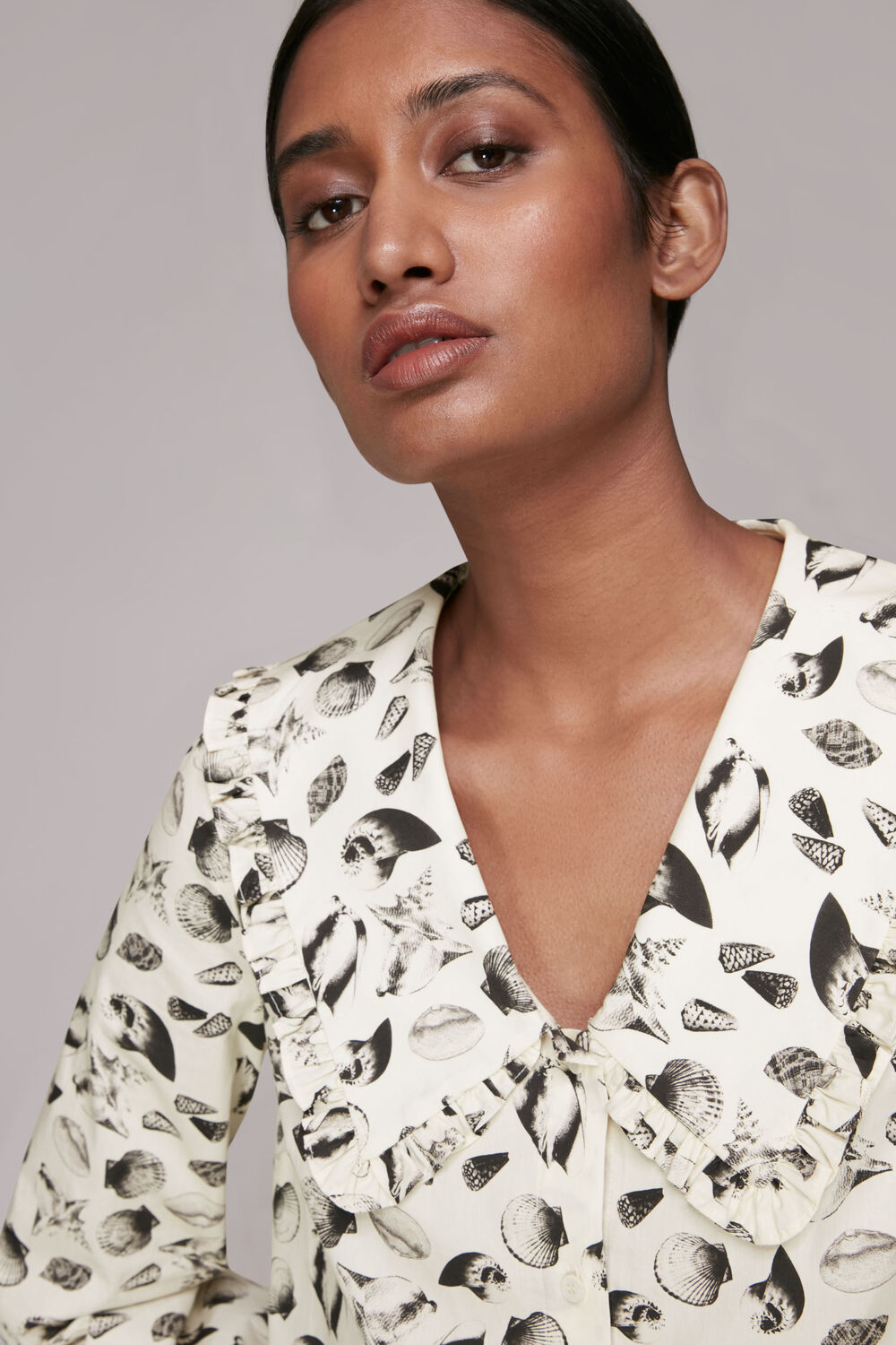 Sea Shell Print Collar Top