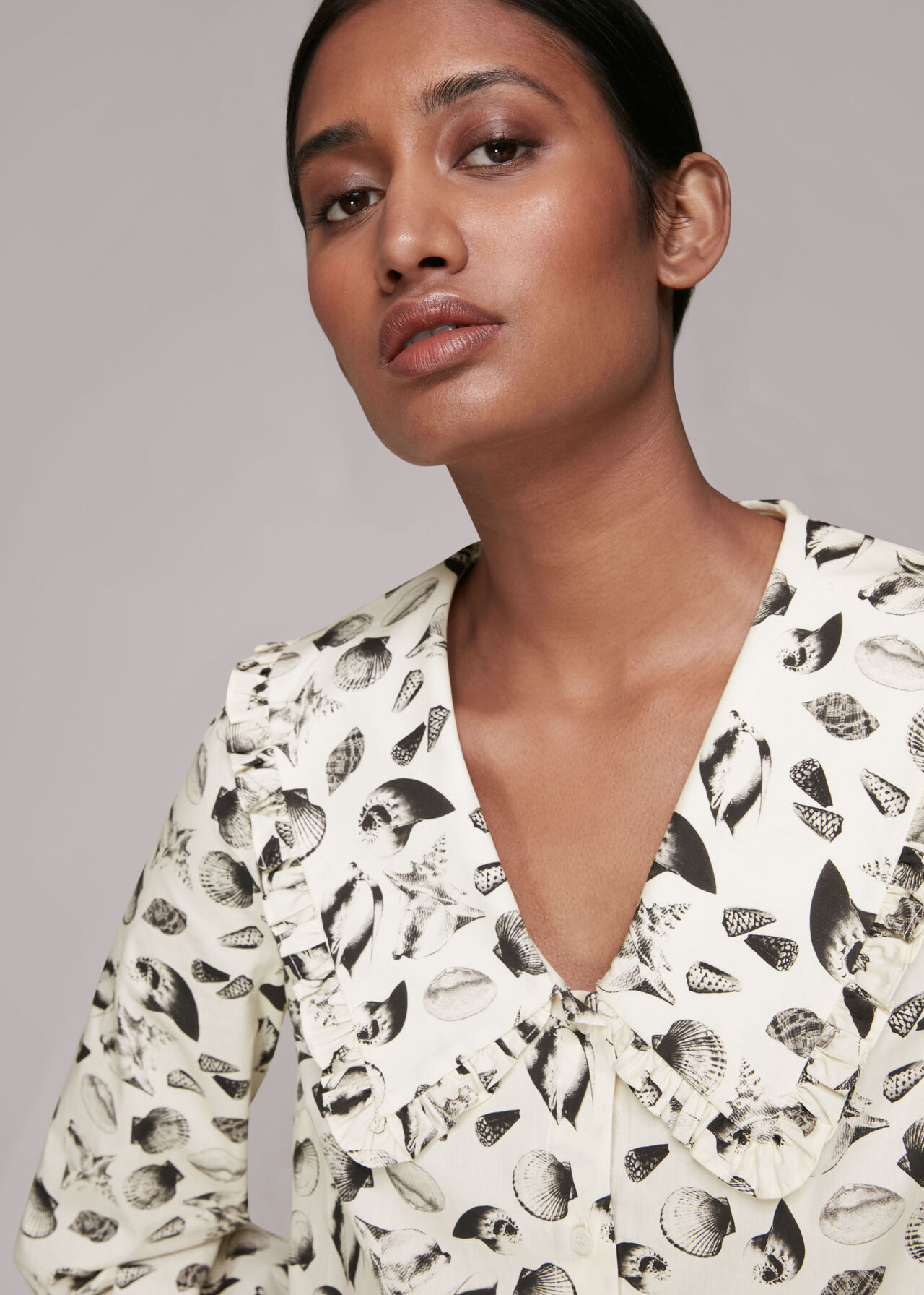 Sea Shell Print Collar Top