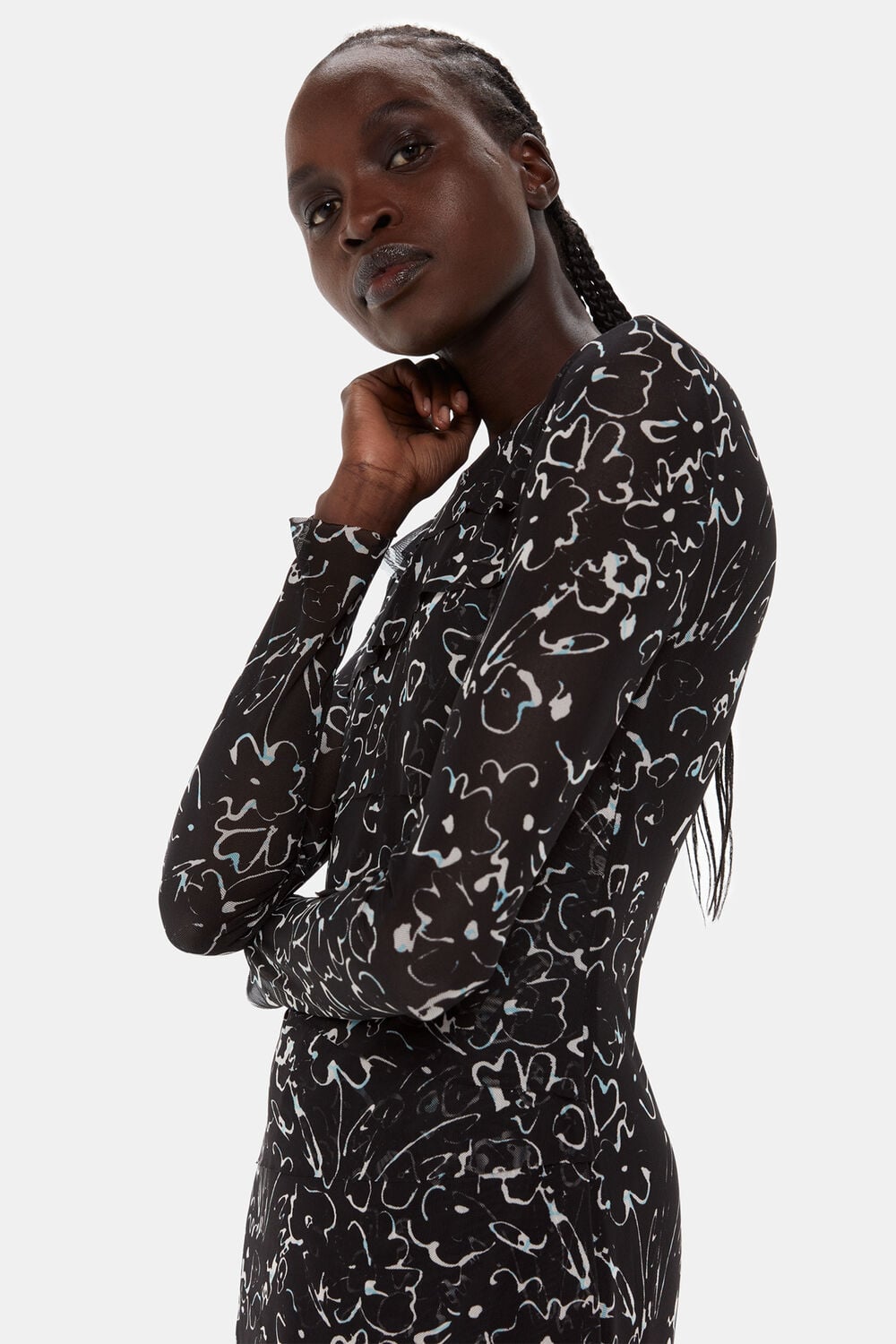 Scribble Bouquet Mesh Dress