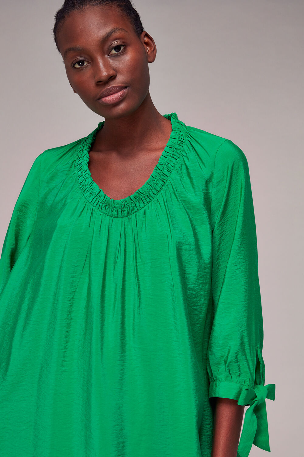 Lydia Gathered Trapeze Dress