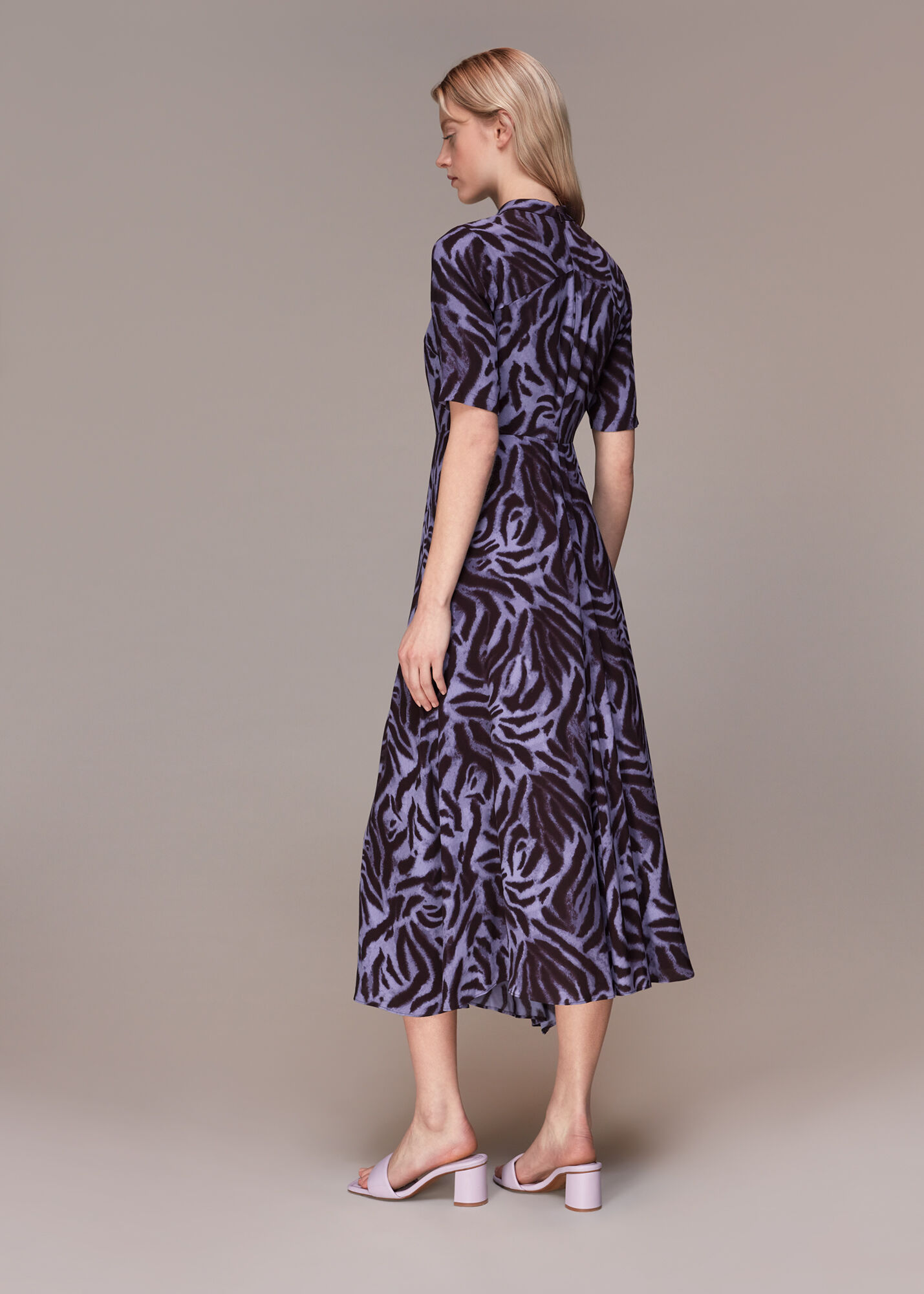 Purple/Multi Woodland Tiger Midi Dress | WHISTLES | Whistles UK
