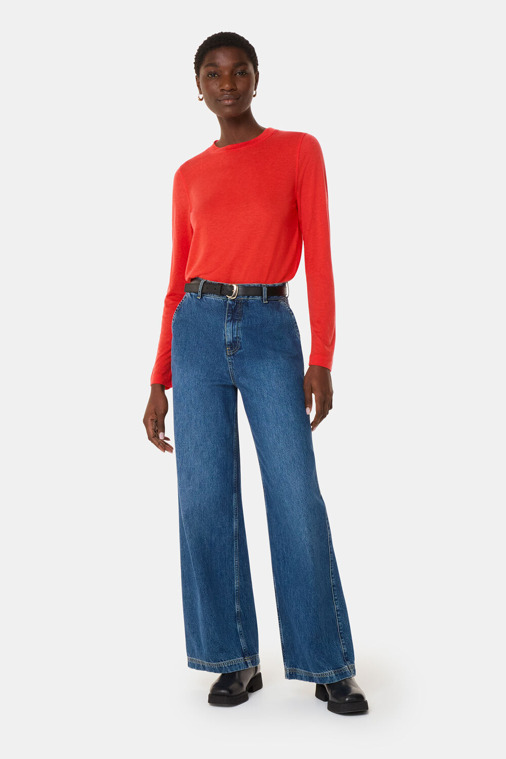 Wool Blend Crew Neck Top
