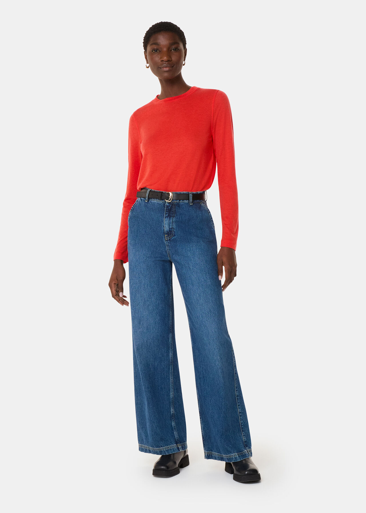 Wool Blend Crew Neck Top