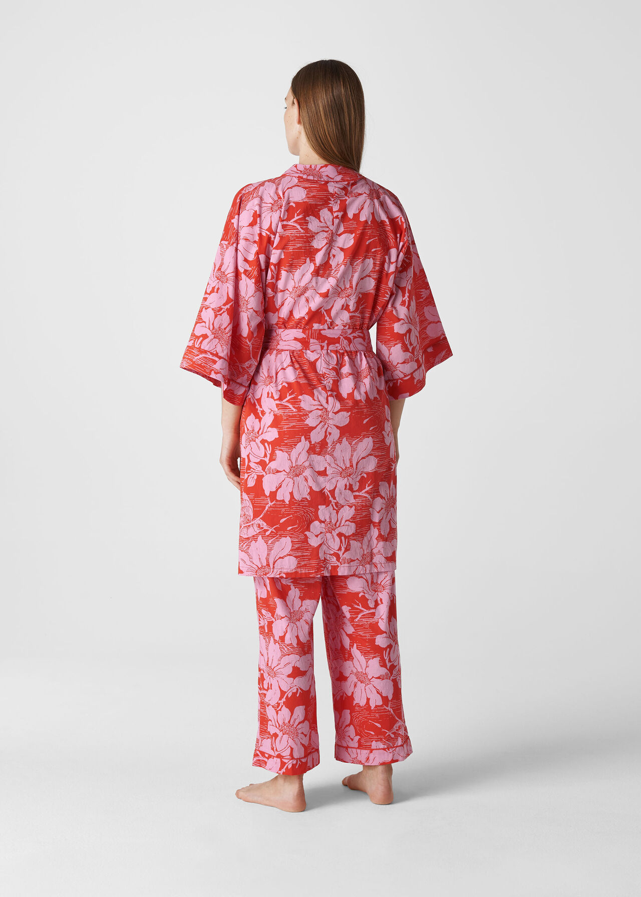 Birds Of Paradise Kimono Gown Red/Multi