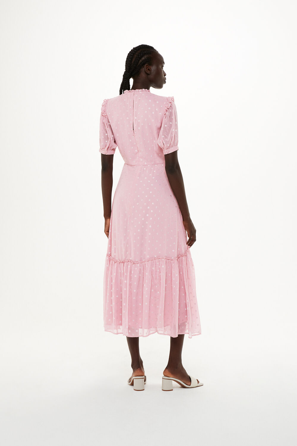 Metallic Spot Midi Dress