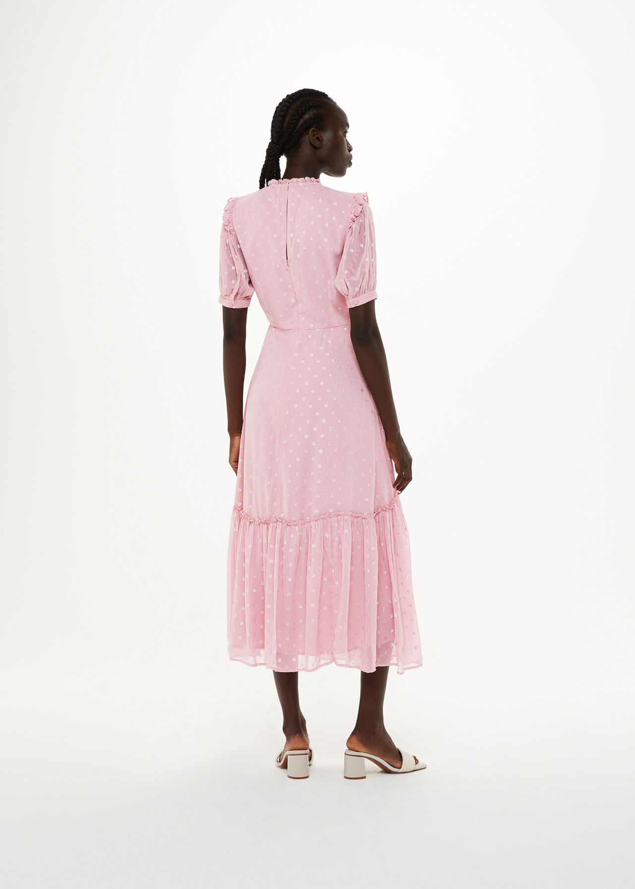 Metallic Dobby Midi Dress