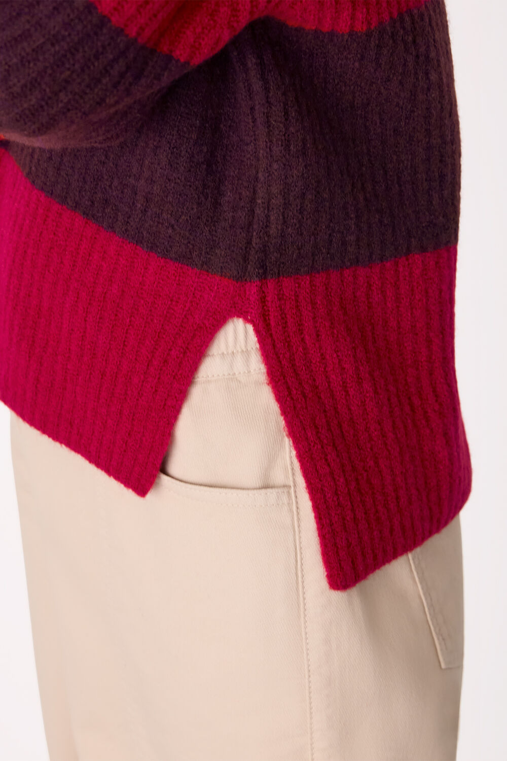 Red Wool Mix Wide Stripe Knit