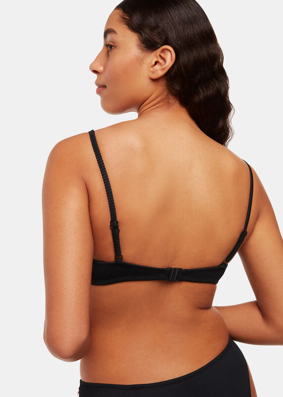 Black Ribbed Underwire Bikini Top