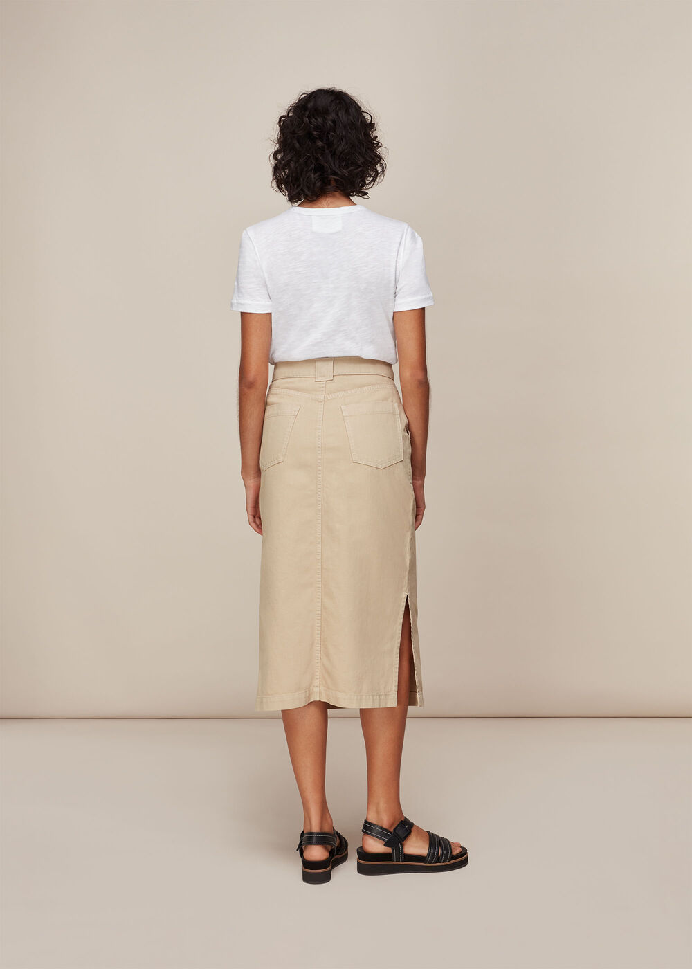 Utility Denim Skirt Stone