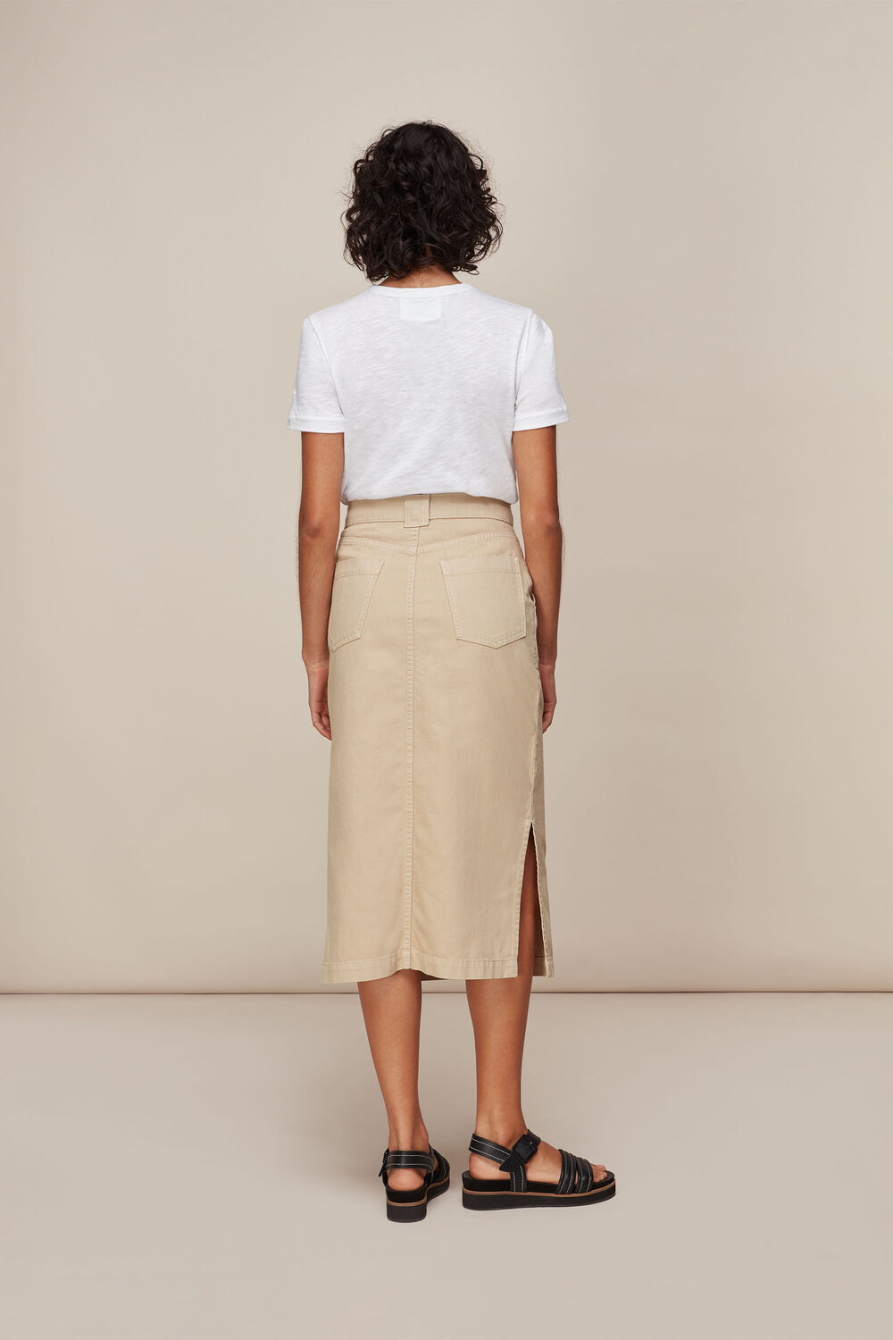 Utility Denim Skirt Stone