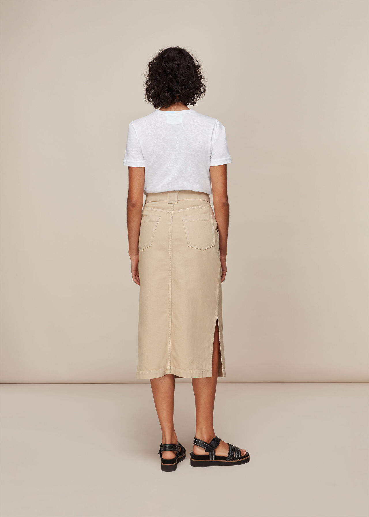 Utility Denim Skirt Stone