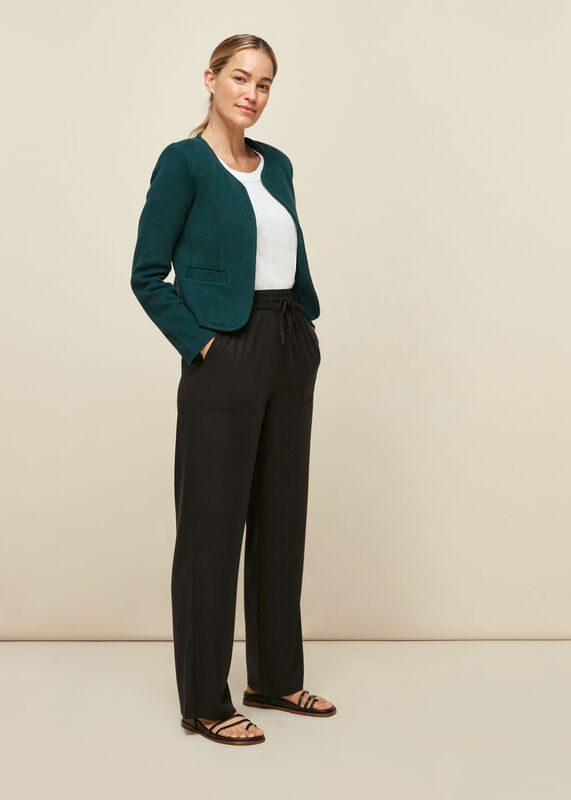 Collarless Jersey Jacket