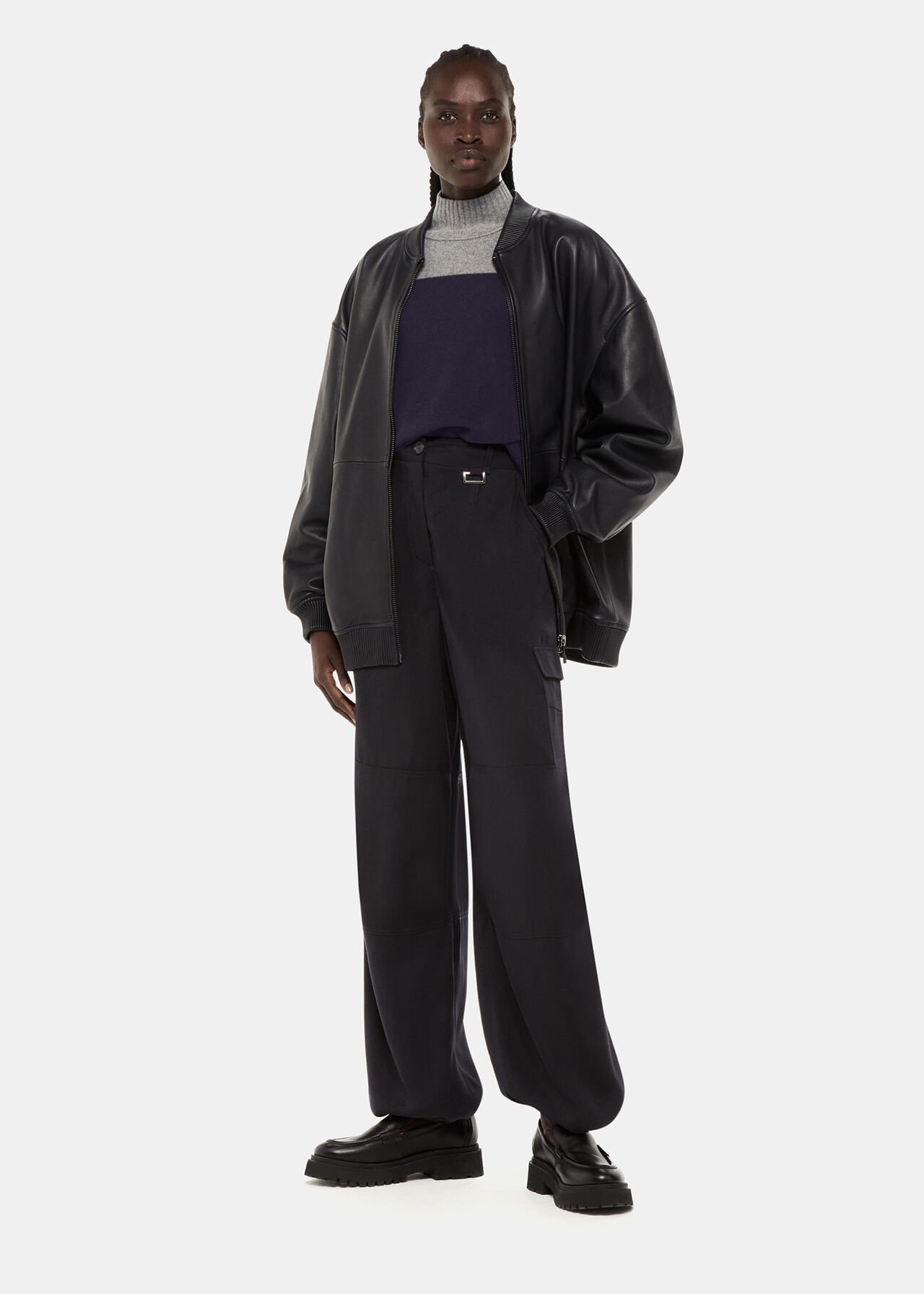 Wool Colour Block Funnel Neck