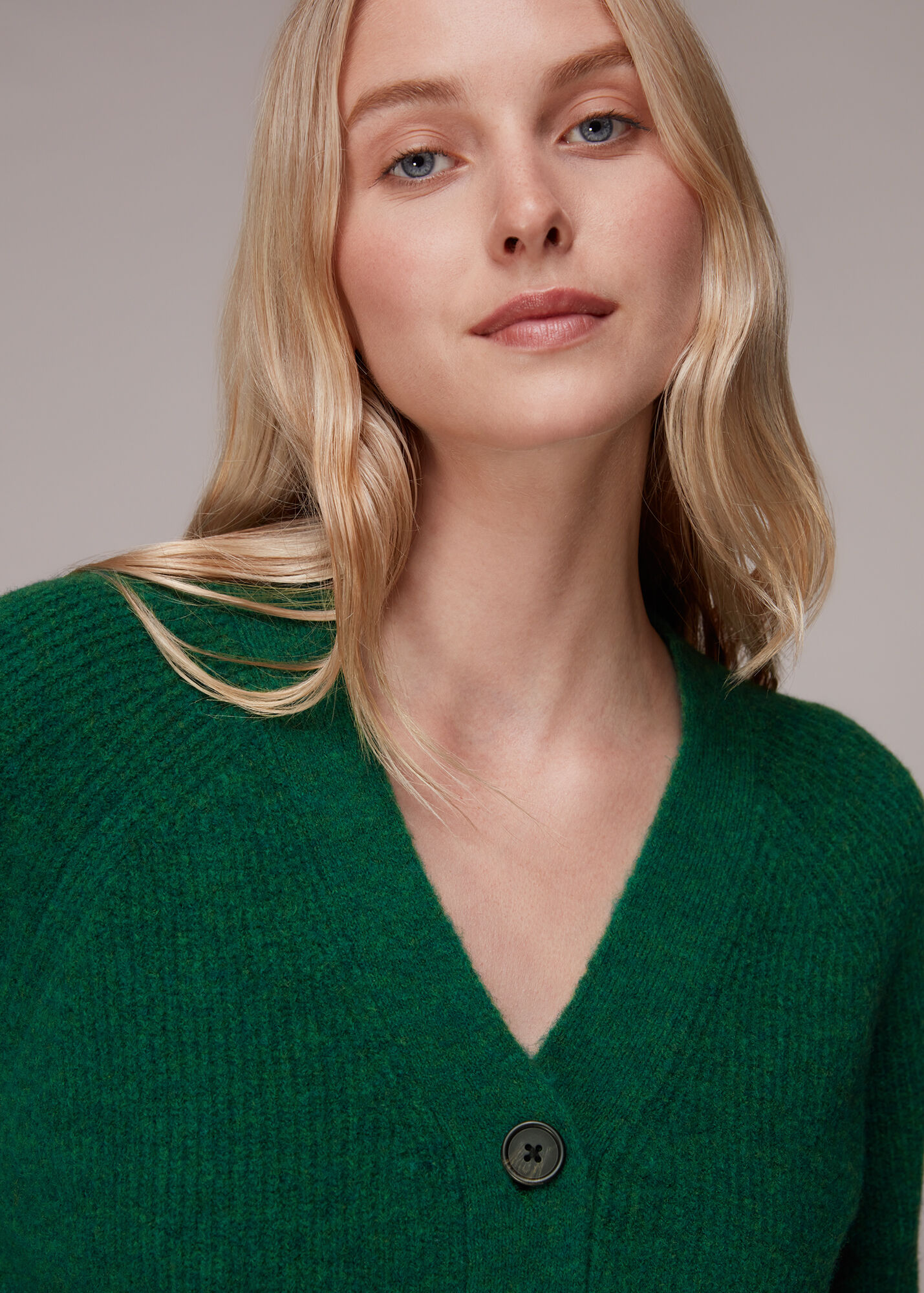 Green Skye Ribbed Cardigan WHISTLES