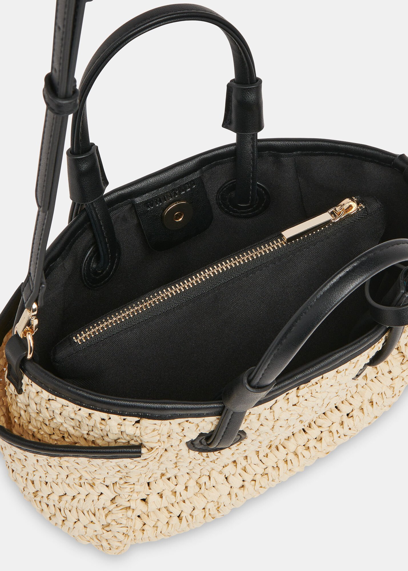 Straw tote bag with zipper discount