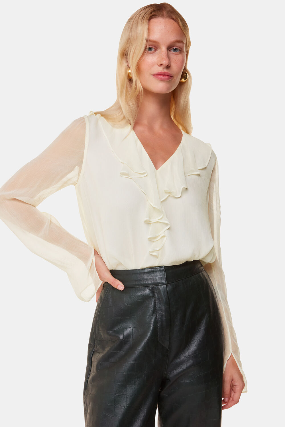 Ivory Ruffle Collar Detail Blouse