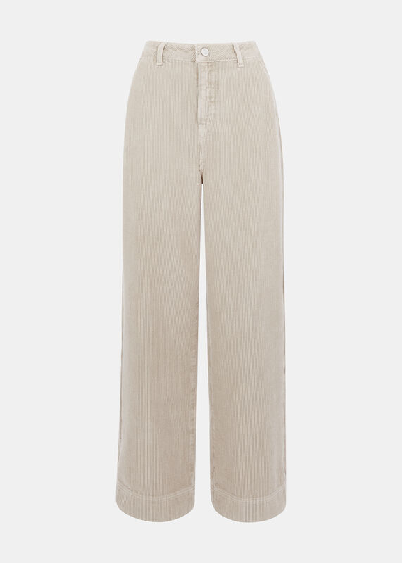 Cream Wide Leg Cord Jean