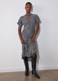 Petite Mixed Spot V Neck Midi Dress