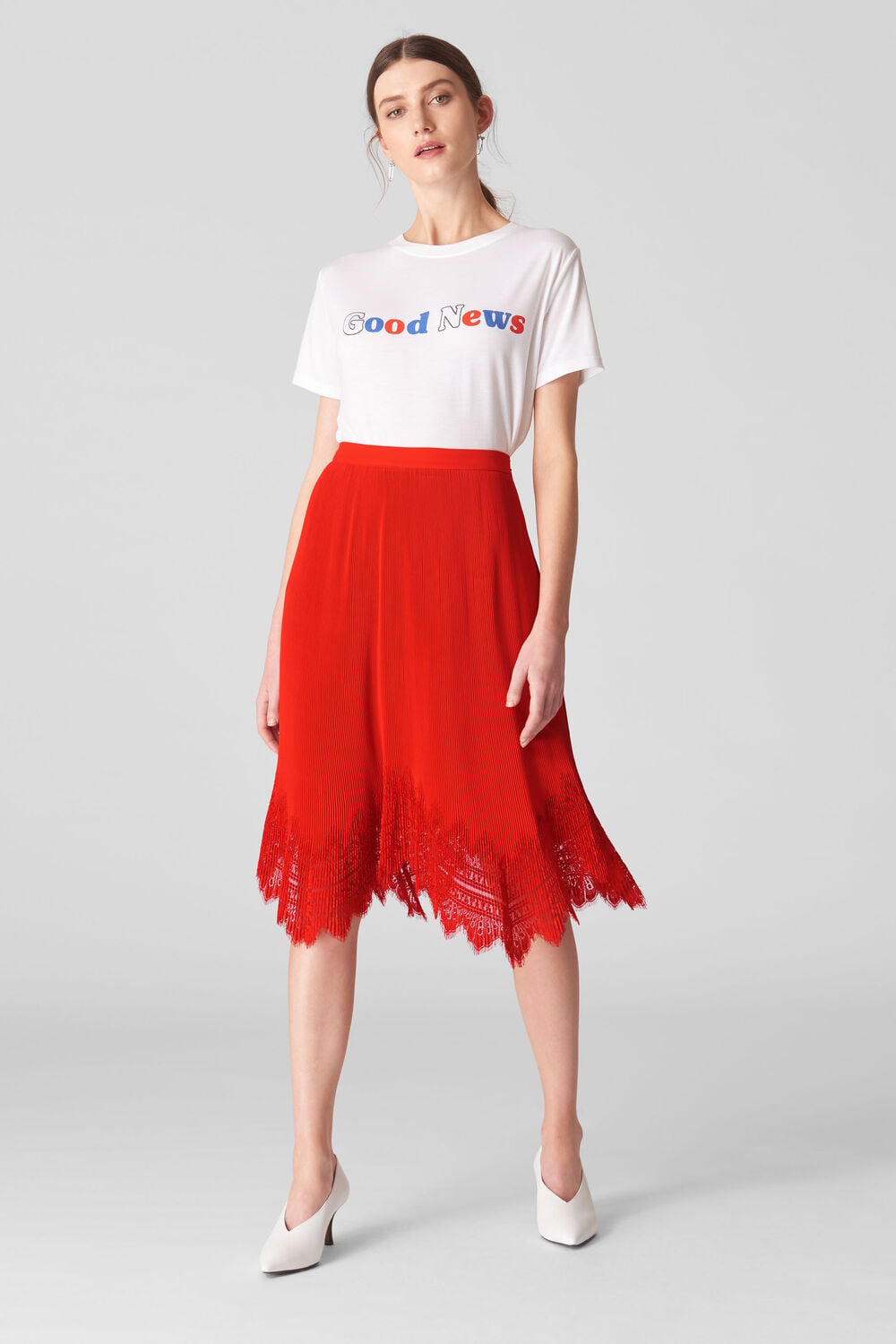 Dahlia Pleated Skirt Flame