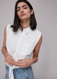 Tie Front Sleeveless Shirt