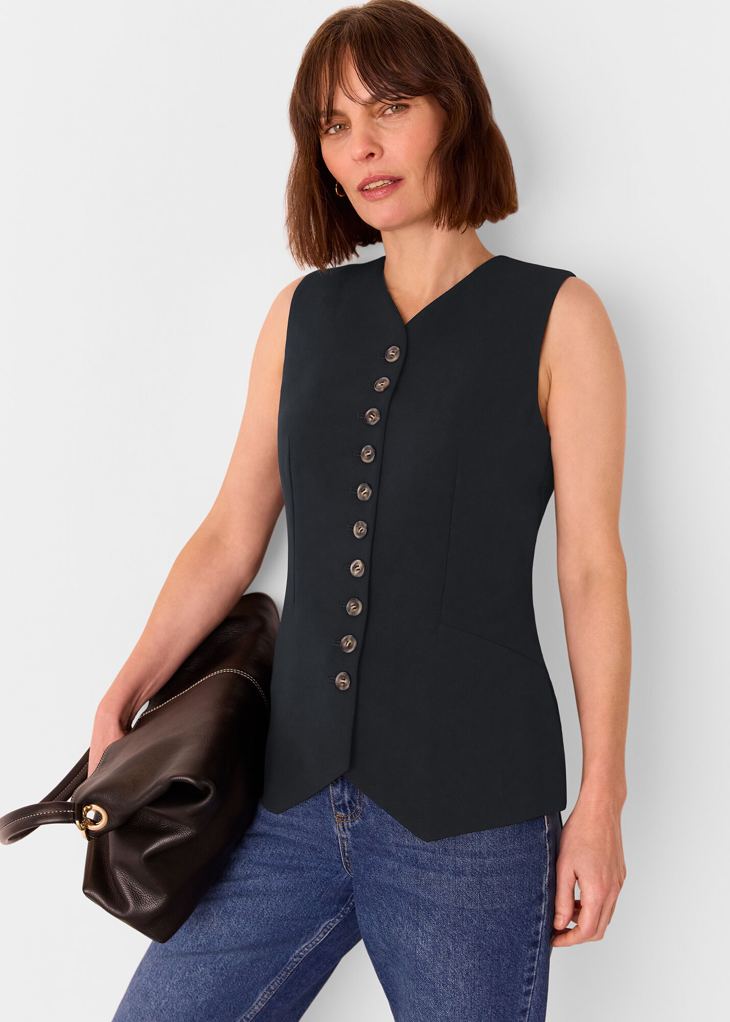 Women's Black V-Neck Waistcoat | Whistles UK |