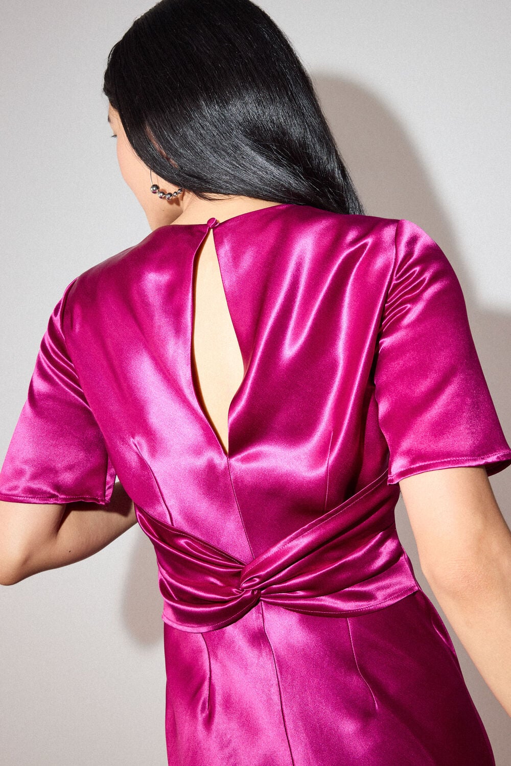 Pink Avery Satin Twist Dress