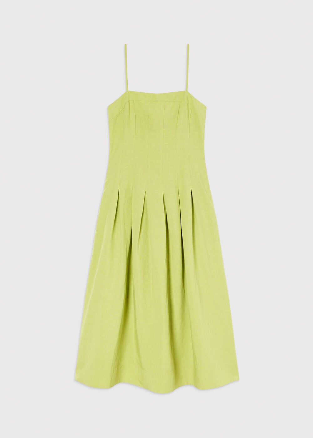 Linen Blend Waisted Midi Dress