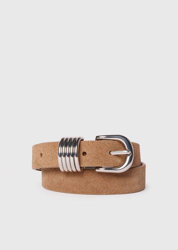 Taupe Suede Multi Ring Belt