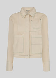 Contrast Stitch Denim Jacket Ivory/Multi