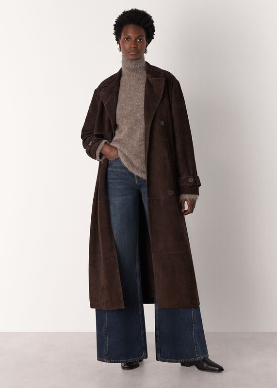 Chocolate Suede Trench Coat