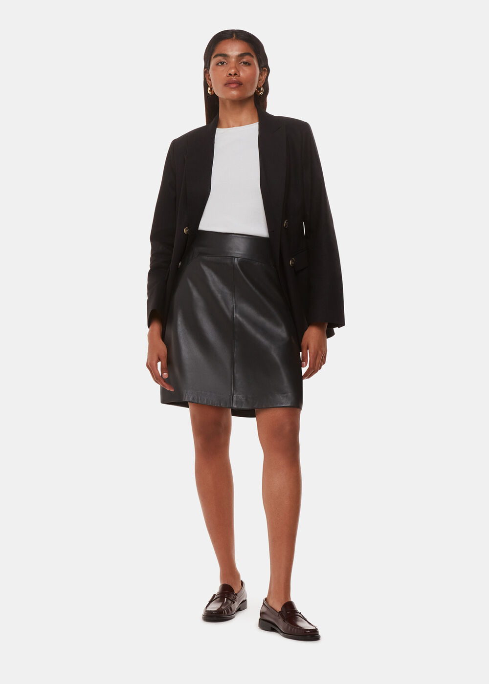 Petite Leather A Line Skirt