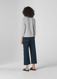 Stripe Cotton Crew Neck Black and White