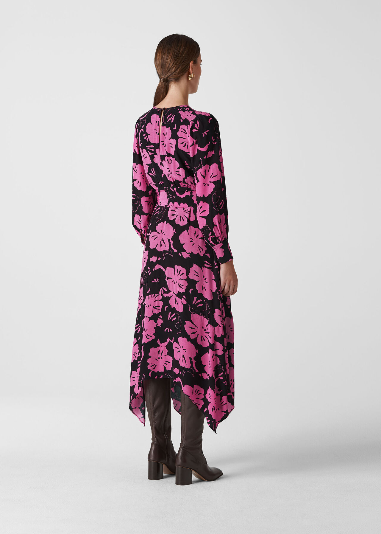 Ari Hibiscus Belted Dress Pink/Multi