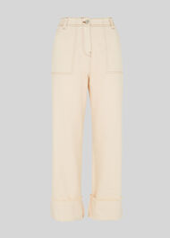 Fray Hem Turn Up Jean Ivory/Multi