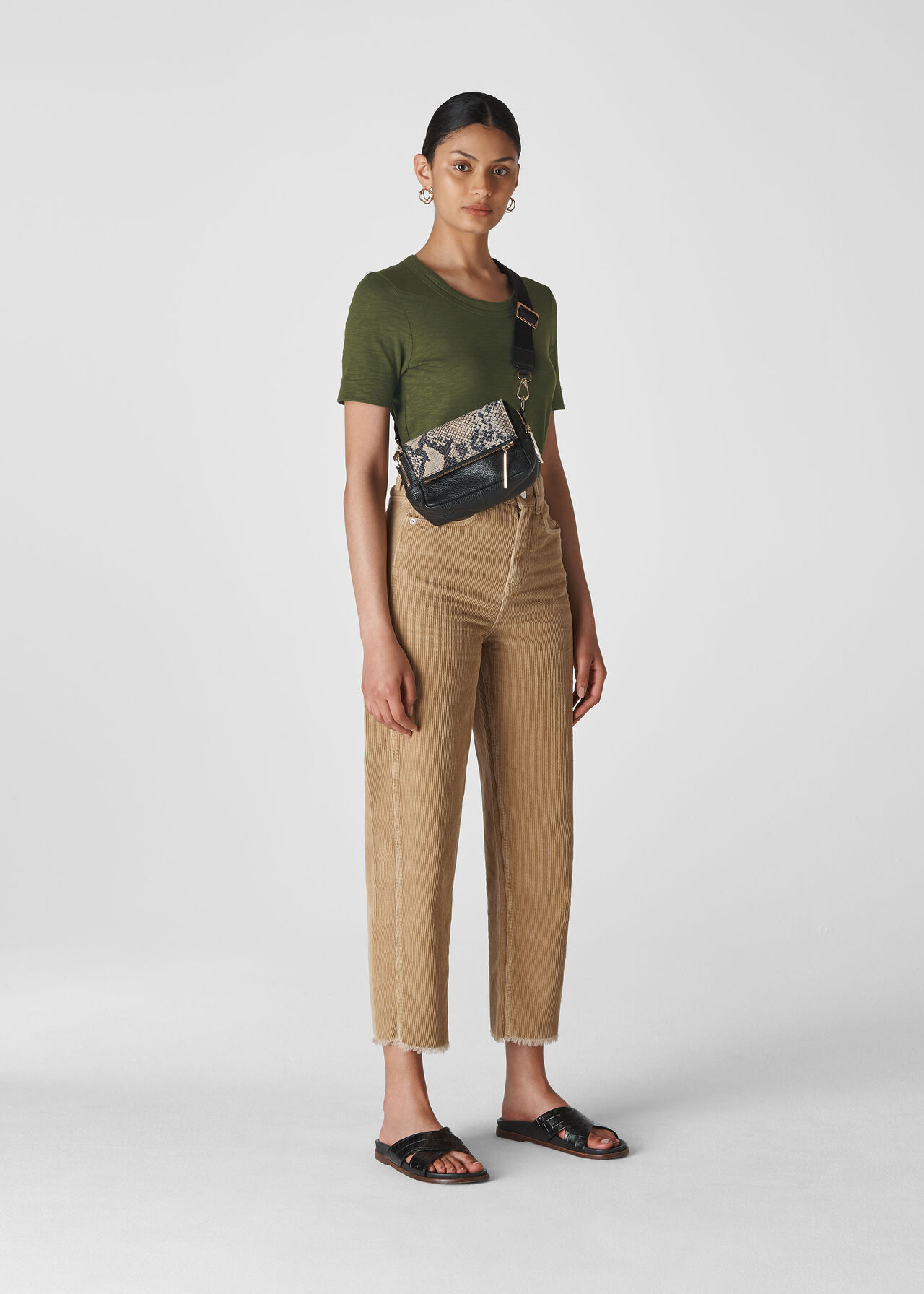 Rosa Double Trim T Shirt Khaki