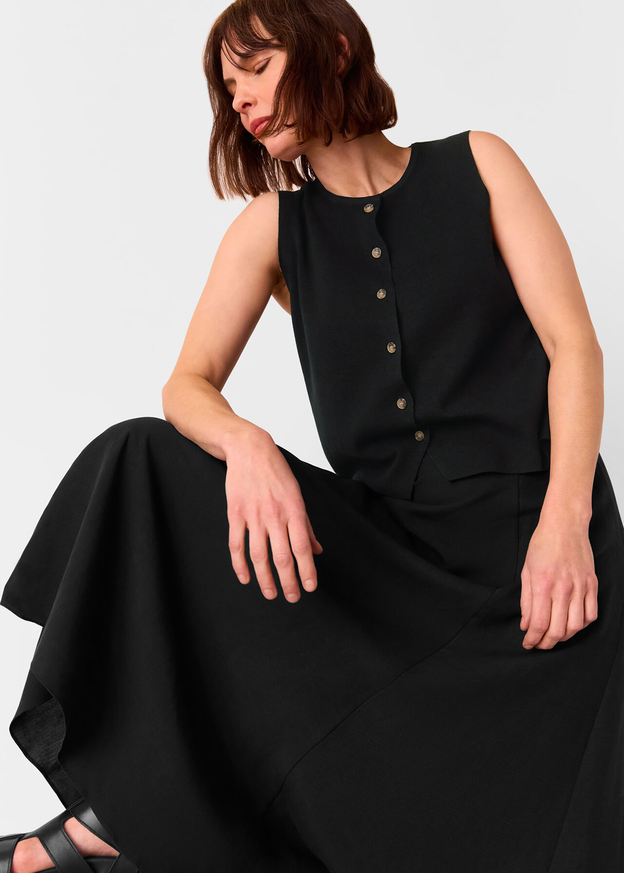 Whistles Black Lucy Button Front Knit Tank Whistles Black Lucy Button Front Knit Tank