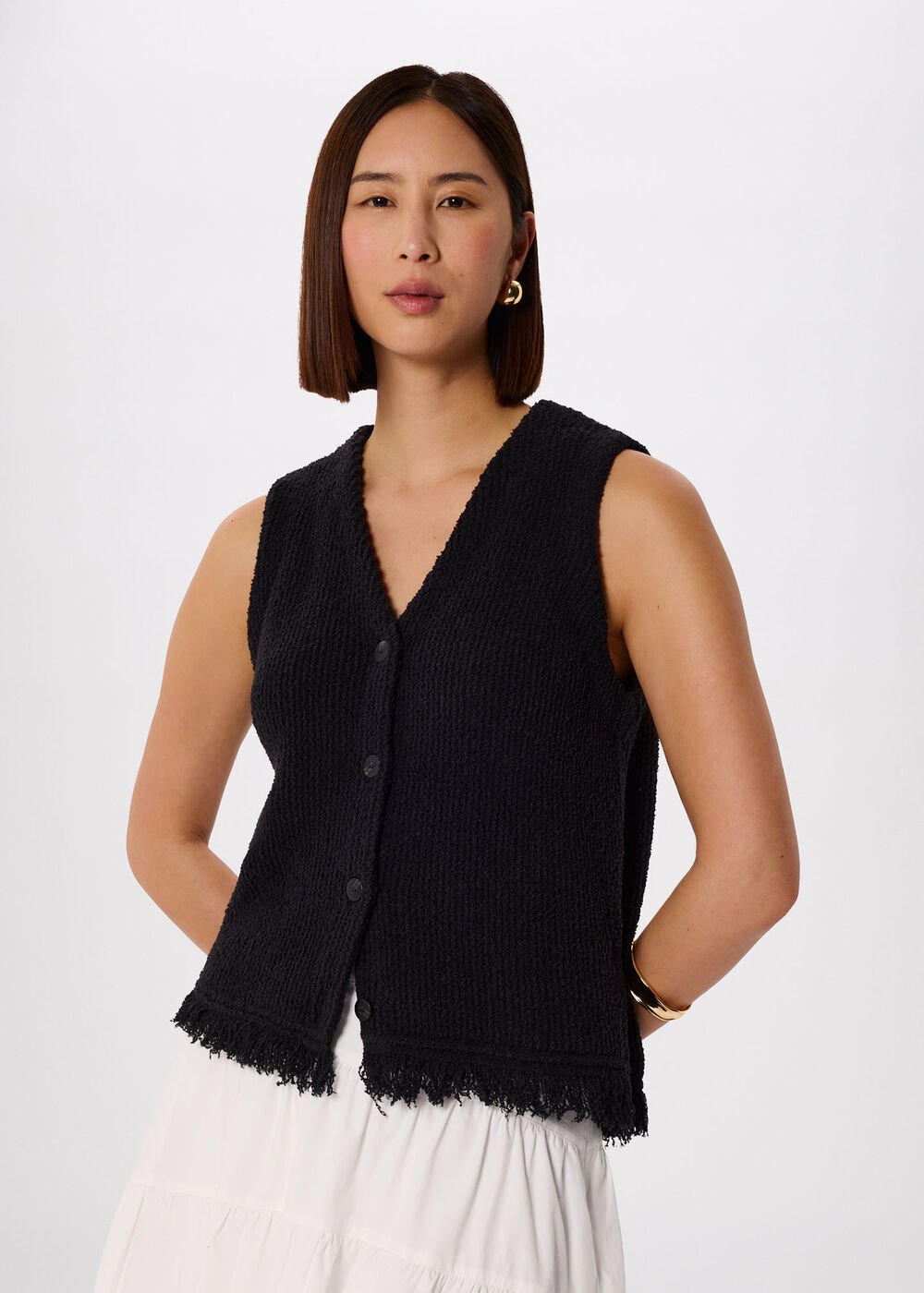 Cotton Boucle Fringe Tank