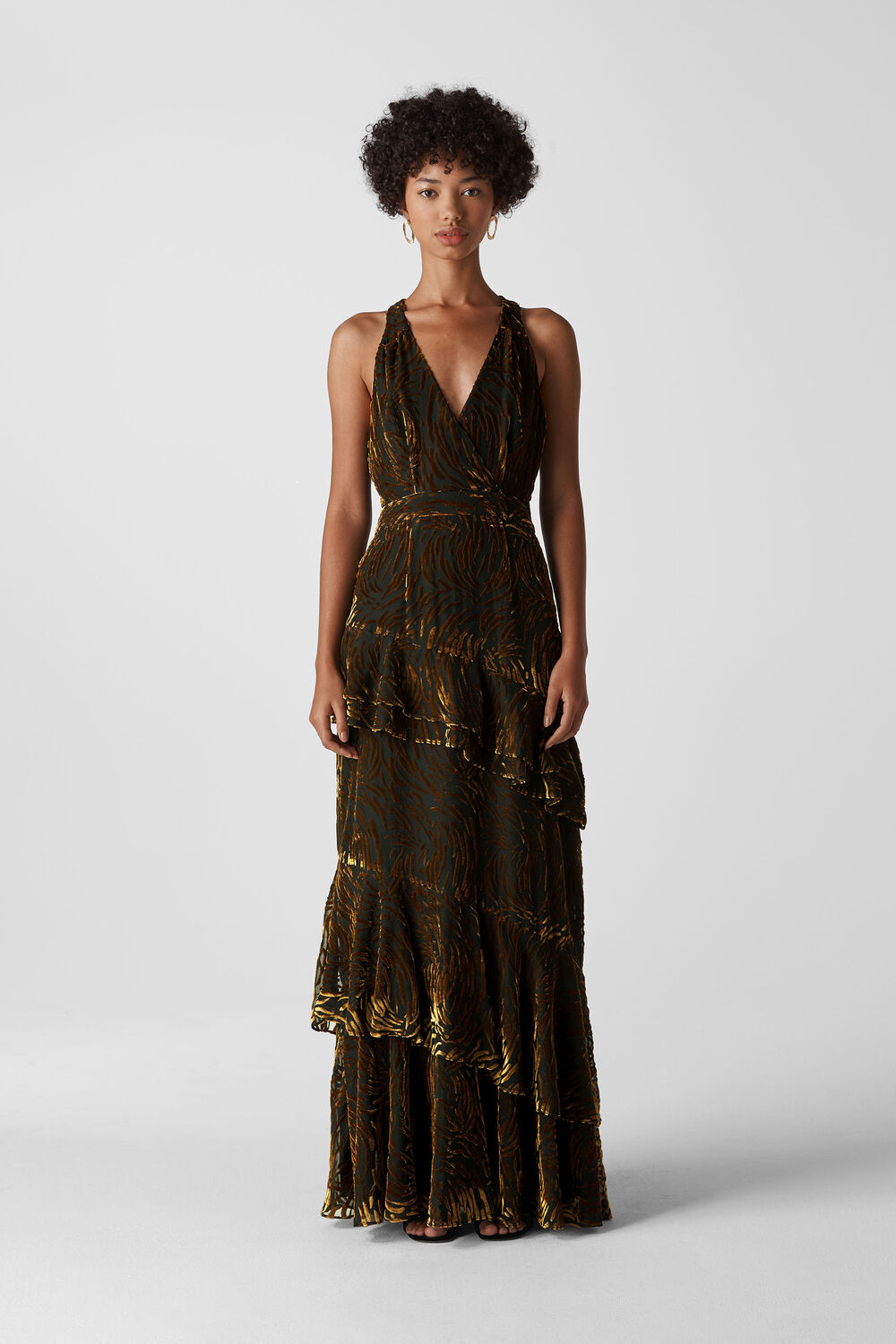 Edith Reed Print Maxi Dress Gold