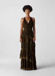 Edith Reed Print Maxi Dress Gold