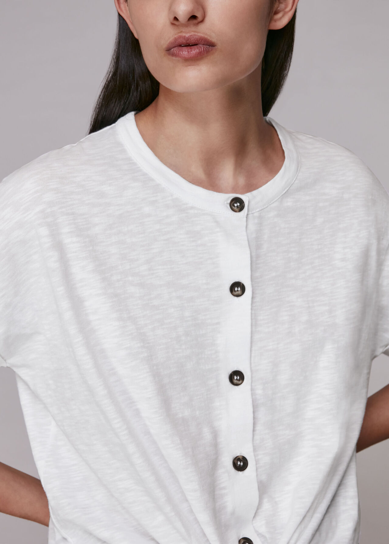 Round Neck Tie Front Tee