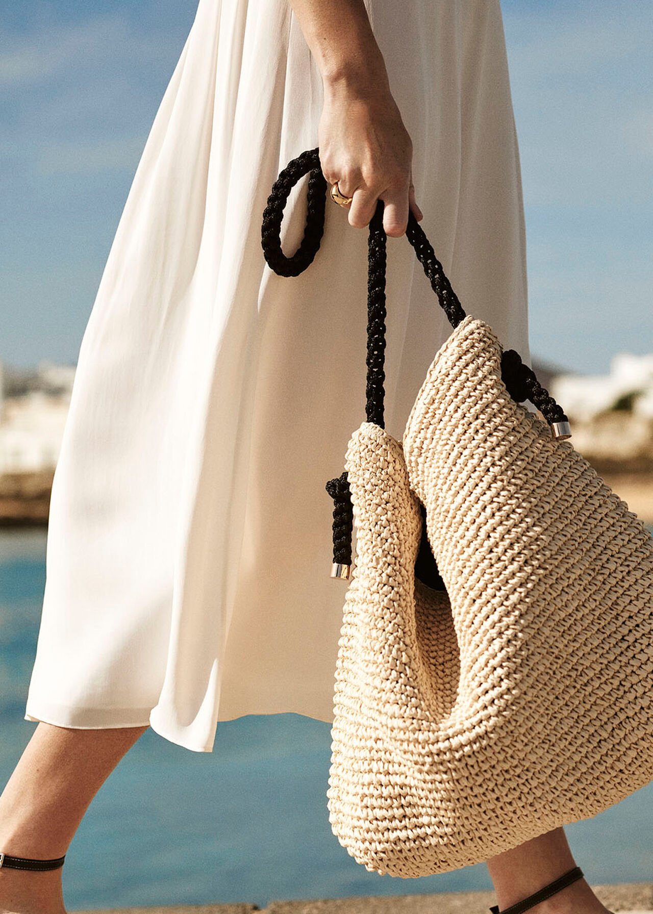 Attie Rope Handle Straw Tote
