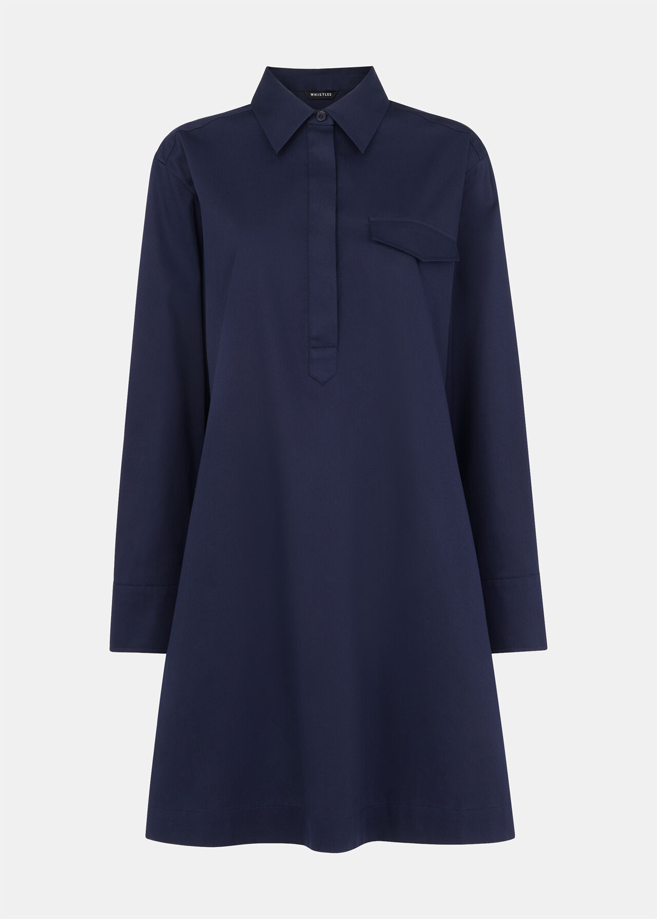 Lara Cotton Poplin Shirt in Navy Lara Cotton Poplin Shirt in Navy