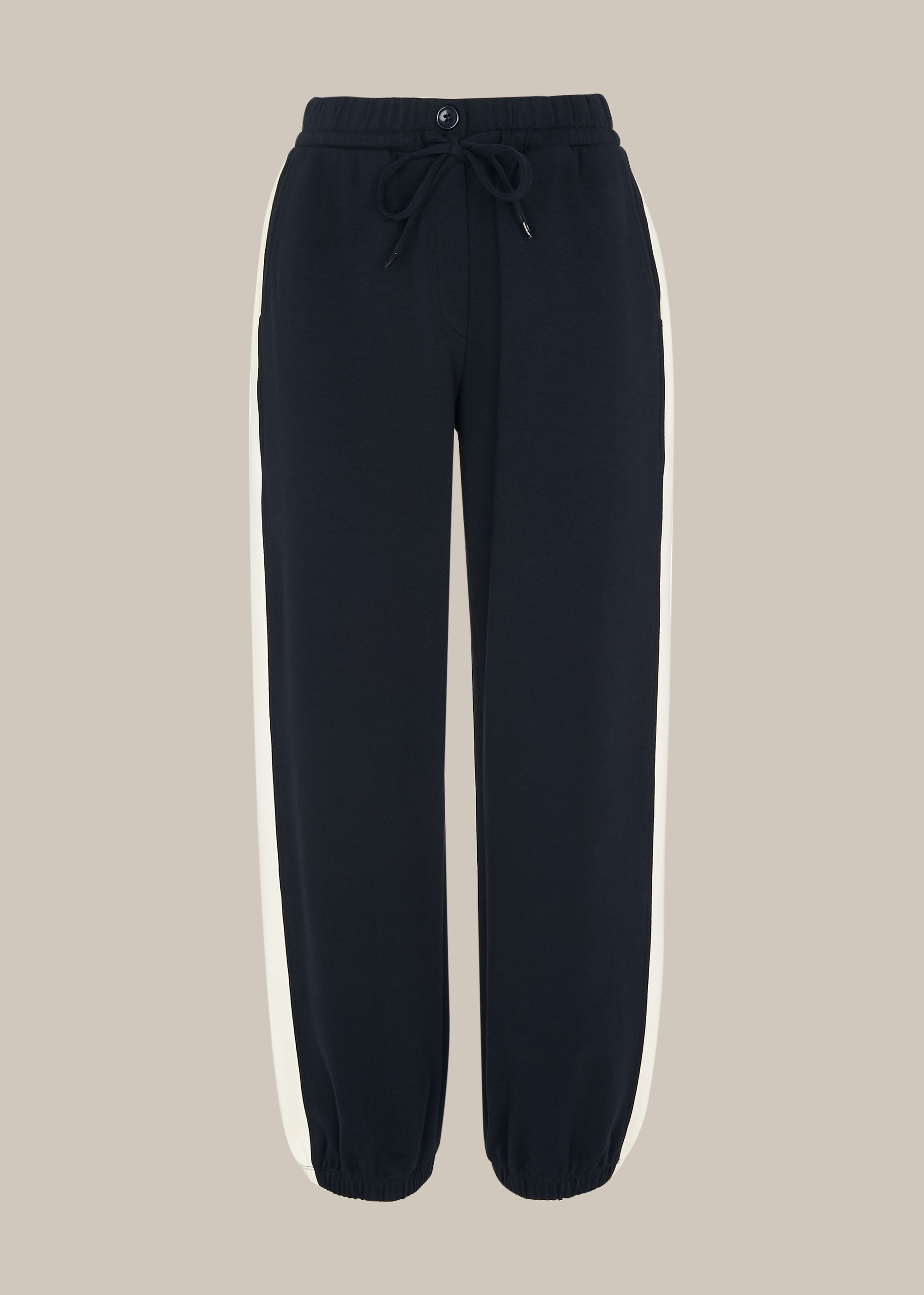 Navy side stripe joggers on sale