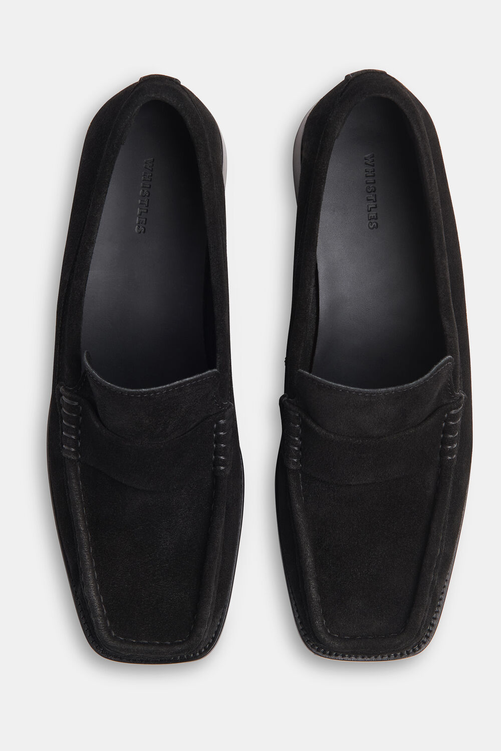 Black Mora Suede Square Toe Loafer
