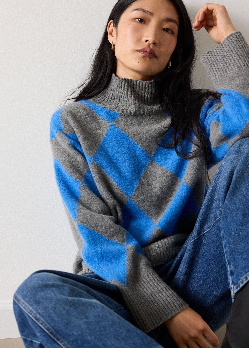 Multicolour Wool Argyle Detail Knit