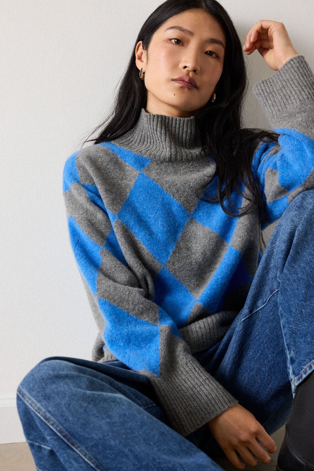 Wool Argyle Detail Knit