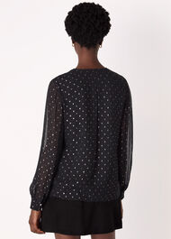 Metallic Dobby Frill Blouse