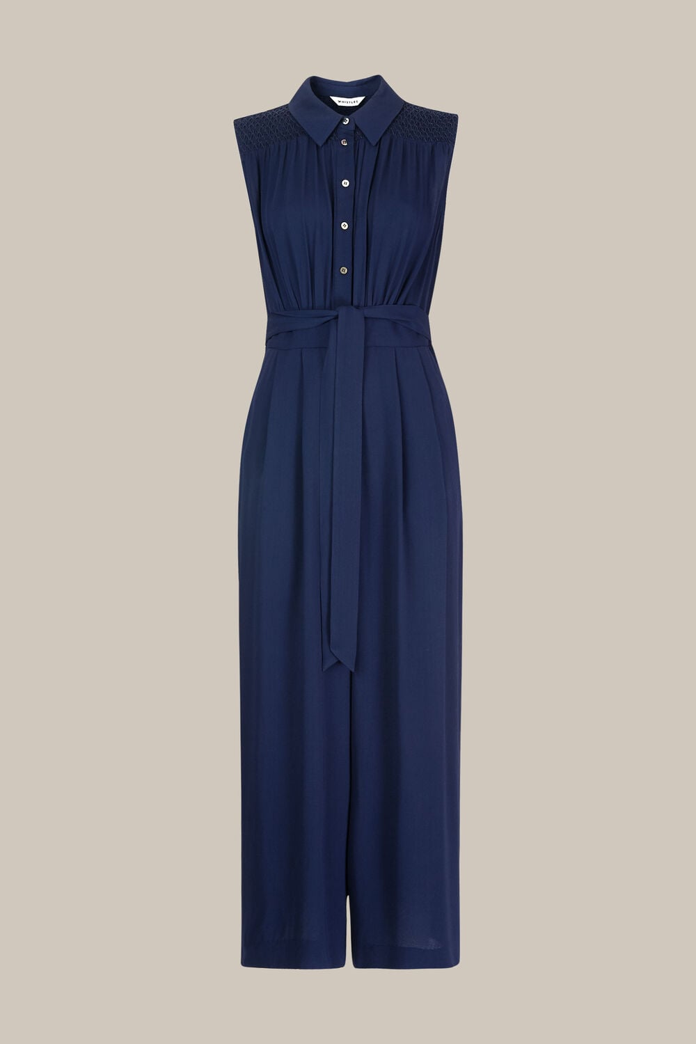 Smocked Detail Zora Jumpsuit Navy