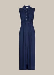 Smocked Detail Zora Jumpsuit Navy